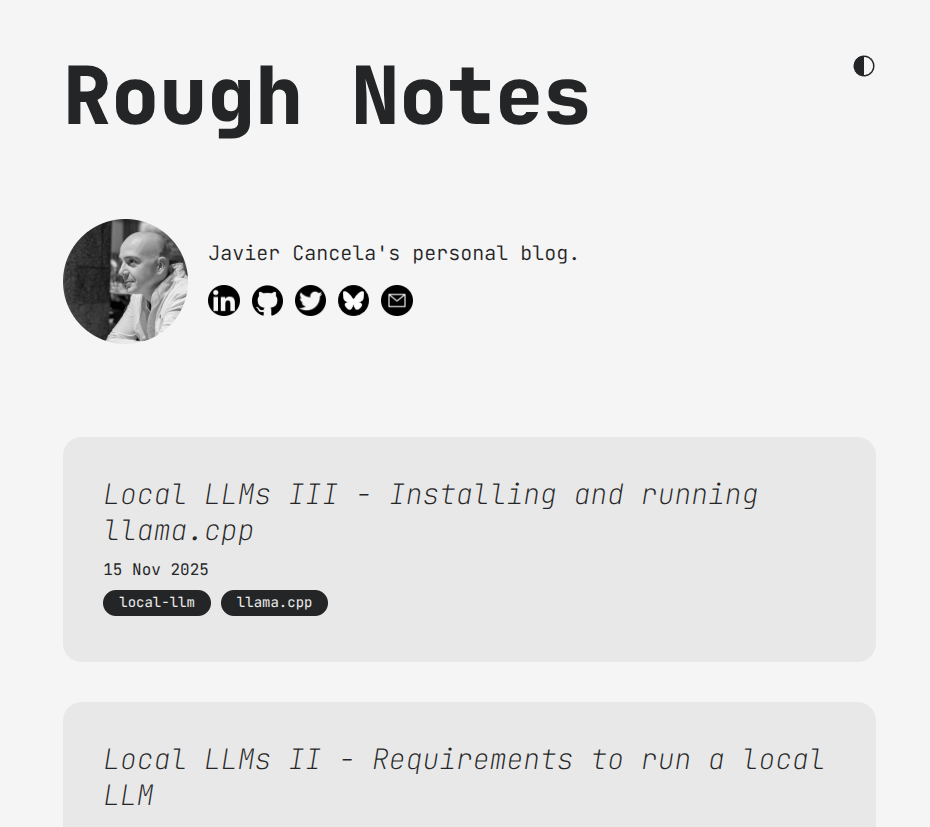 My blog before the redesign