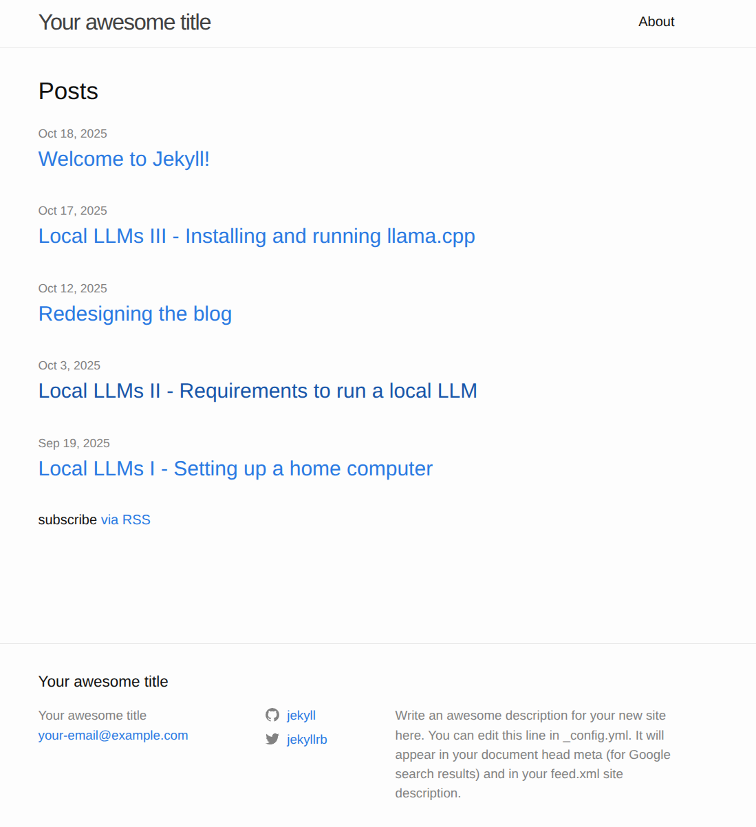 The default Jekyll them