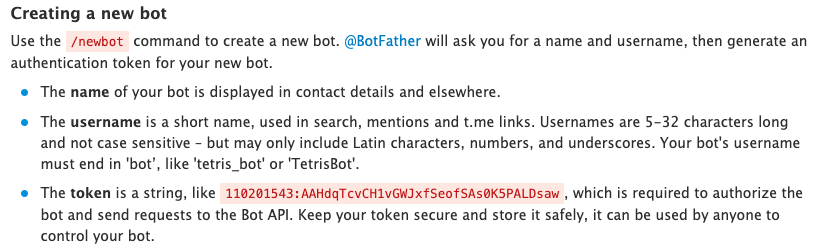 Creating a bot in Telegram